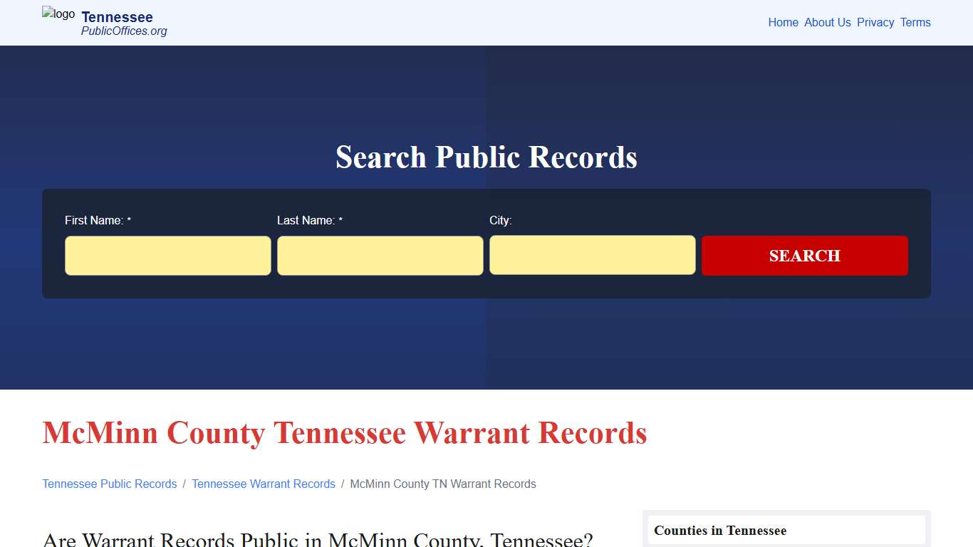 McMinn County, TN Warrant Records Search – PublicOffices.org